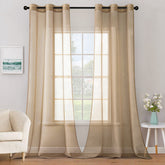MIULEE Solid Color Sheer Curtains 84 Inches Long 2 Panels Set Taupe Brown